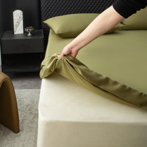 Silky Cooling Fitted Sheet 120*200+30cm Height Olive Green Eucalyptus Fiber Lyocell Fiber Mattress Cover Home Textile Bedspread