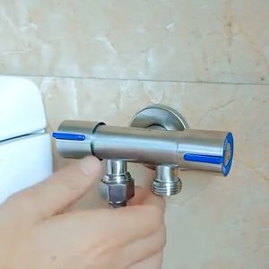 【Fast Shipping】ph Stainless Steel 304 1/2 Angle Valve One Into Two Out Three-way Control Multi-function Faucet