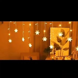 Solar Light String Outdoor Wedding Garland Garden Party Decoration LED Snowflake Curtain Icicle Fairy Christmas Light Decoration