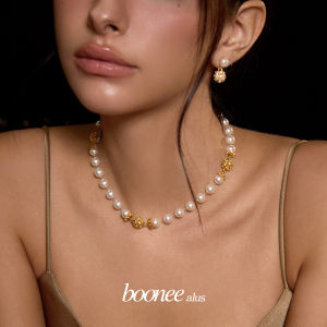 Boonee Alus Pearl Necklace Womens Luxury French Vintage Floral Wire Zirconia Choker Original Design Fashion Jewelry Accessory