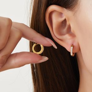 18K Gold Stainless Steel Hypoallergenic Earring With Zircon Small Hook Earring for Women Men
