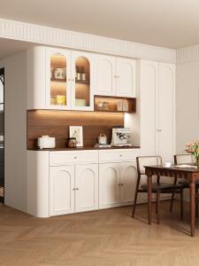 Luxurious Real Wood Vintage Sideboard Cabinet Integrated against Wall Living Room Combination Storage Cabinet round Arc Wine Tea Water Cabinet