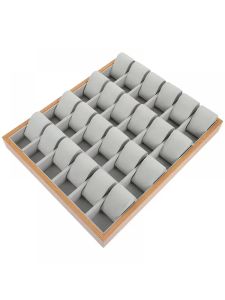 24 Slots Walnut Grain Wood Watch Storage Display Box Wristwatch Organizer Display Tray Watches Holder with Pillows Gift Cases