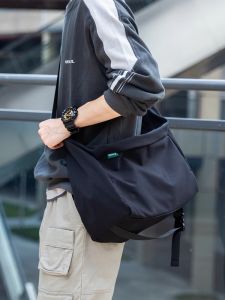 CavienKION Casual French-Style Mens Crossbody Bag Oxford Spinning Texture Shoulder Bag for Commuting and Sporting Zipper Closure