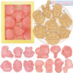 【LonlyDance】8Pcs/Set DIY แม่พิมพ์คุกกี้ การ์ตูนคุ้ Snoopy สเตอริโอ 3 มิติกดคุ้กกี้เครื่องมืออบ ของขวัญวันว