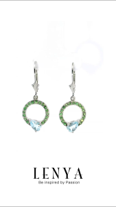 LENYA ต่างหูพลอยบลูโทแพซ เสริมความมั่นใจ ชัดเจน ปัญญา ขนาด 6x4 มิล ตัวเรือนเงินแท้925 ชุบทองคำขาว