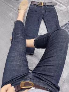 High Waist Elastic French Bread Jeans Womens plus Size Hip Covering Slimming Nine Point Smoke Tube Pants Casual Cotton Stretch Denim