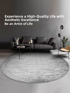 Custom Washable Anti-stain Luxury Grey Modern Circular Carpet