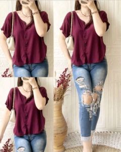 Atasan korea terbarukenza top crinkle airflowkemeja ternyan dan lembut