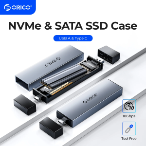 ORICO | ORICO M.2 NVMe SATA SSD Enclosure Aluminum Adapter Tool-Free 10Gbps USB C 3.2 Gen2 PCIe NVMe M-Key 6Gbps UASP for 4TB SSD