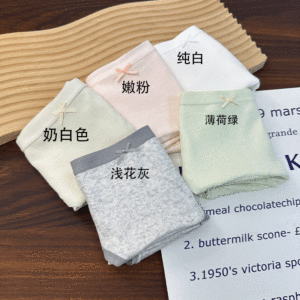 Pure Cotton Butterfly Knot Triangle Underwear Extended Crotch Comfortable mid Waist Womens Briefs Breathable Ladies Panties