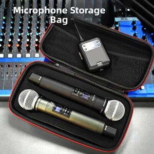 Black Plastic Handheld Microphone Stand Base Dual Microphone Storage Bag Wireless Microphone for Meetings And KTV Use