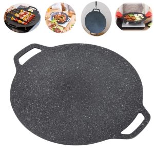 28-34CM Outdoor BBQ Grill Pan BBQ Pot Non Stick Stovetop Baking Tray Korean Roastig Grill Plate Camping Equipment