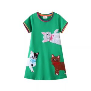 Jumping Meters 2-7T Stars Print Girls Dresses Cute Summer Short Sleeve Baby Clothes Birthday Childrens Frocks Costume