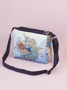 กระเป๋าสะพายข้างผ้าปักลายชาติพันธุ์สองด้านสำหรับผู้หญิง กระเป๋าสะพายไหล่แบบลำลอง กระเป๋าสะพายข้างแบบสามชั้น กระเป๋าสะพายข้างแบบลำลอง