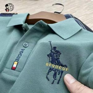 Summer Mens Short Sleeved T-shirt with Embroidered Lapel Oversized POLO Shirt Trendy Solid Color Top for Middle-aged and Young People