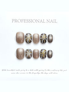 [Yan Li] Fall and Winter Hand-Worn Nail Blooming Cats Eye Color Painted Fireworks Nail Tip Finished Manicure Short