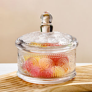 Modern Simple Glass Candy Jar with Lid Snack Storage Container Living Room Multi-layer Dry Fruit Box Kitchen Storage Utensils
