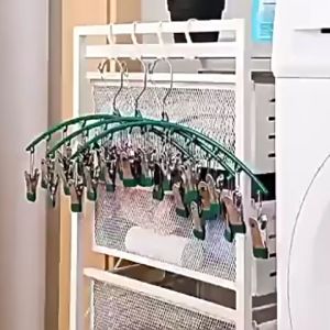10 Clips Stainless Steel Home Supplies Laundry Drying Rack Clothes Hanger with Clips Space Saving Clothes Hanger Windproof Socks Hangers
