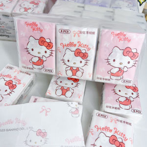 Portable KT Cat & Pachat Dog Printed Handkerchief Paper: Small Pack Colorful Napkins Toilet Paper Sanrio Brand Life Paper