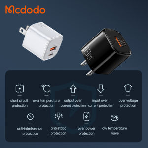 Mcdodo UK Adapter USB A+C Charger GaN 33W Super Fast charging QC/ SCP /FCP /AFC For iPhone 11 12 13 14 15 Pro Max PD 20W/Android HUAWEI Mate 20 30 40 50 60 Pro P 30 40 50 60 70 Pro 5A Super Fast charging