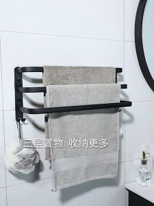 Premium 3 LAYER Aluminum Towel Storage Rack With Hook Bathroom Towel Rack Shelf Holder Bar Rack Hanger Toilet Rack