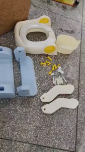 Foldable Step Stool Toilet Seat for Children Adjustable Height Seat 3-in-1 Aids Potty Training Seat Toilet Stool