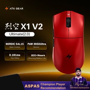 ATK Blazing Sky X1 Air Plus Wireless Gaming Mouse PAW3955 Master Dual 8K 54g Lightweight Ergonomic Dual Mode 0.163ms E-Sport PC