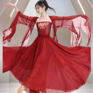 Elegant Long Classical Dance Costume Womens Fairy Atmosphere Drifting Shawl Performance Outfit Outerwear Dance Top