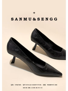 Black Professional Pointed Toe High Heels Comfortable for Long Time Standing Work Leather Thin Heel Female Shoes Spring New Arrival