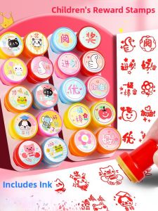 Cute Cartoon Childrens Reward Stamp Mini Teacher Use Elementary School Praise Encouragement Kindergarten Baby Animal Text Small Pattern Stamp