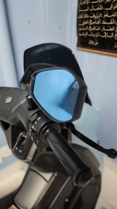 [BLUE/CLEAR] 🔥Motorcycle Rearview Mirror Street King Side Mirror V3 Heavy Duty Anti-Glare Lens 360° Rotational Universal