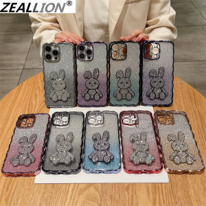 Zeallion Luxury Case Bling Diamond 3D Rabbit Bunny Glitter Plating Phone Case for [Apple iPhone 11 12 13 14 Pro Max X Xs XR 7 8 Plus]