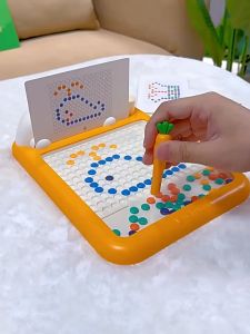 Magnetic Board - Rabbit Drawing Pad Magnetic Dot Art Montessori Educational Preschool Toy Sensory Educational Drawing Board Interactive Magnetic Drawing Board with Chess Pieces and Dot Art Fun Early Education Toy for Kids Perfect Gift for Children an