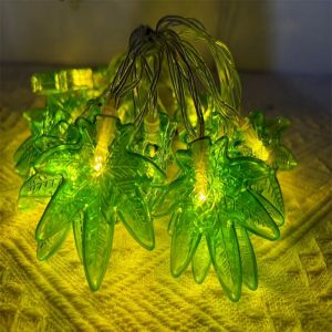 1PC 10/20 LED Green Leaf Fairy Lights Battery-Powered Used for Christmas Hanukkah Thanksgiving New Year Harvest Decoration