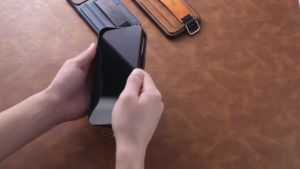 SUTENI Smooth Material Phone Case Wrist Strap Ring Buckle Faux Leather Card Holder Stand For Samsung S26 Ultra S25 Plus S24 S23