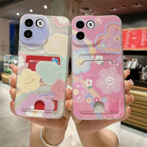เคสโทรศัพท์ Tecno Camon 20 Pro Premier 19 Pro Neo 18T 18P 18i 18 Premier 4G 5G เคส ปลอกออกแบบใหม่ แสงอาทิตย์ ใบหน้ายิ้มผีเสื้อดอกทิวลิปผู้ถือบัตรใสปกอ่อน Case 2023