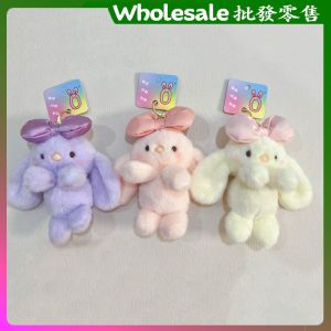 Cute Plush Lazy Rabbit Keychain Backpack Pendant Couple Hanging Decorations Doll Key Chain Cartoon Series Soft Toy