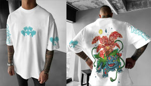 2025 Pokémon Japanese Anime Peripheral Bulbasaur Short Sleeve T-Shirt Pokémon Summer Mens Fashion Breathable Sports Top