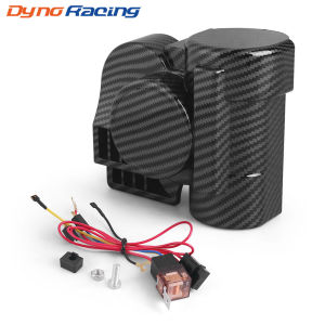 12V 120dB Carbon Snail Compact Air Horn with Relay Car Truck Claxon Horns 450Hz for Cars Motorcycle Boat RV
