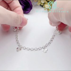 SilverWholesale #BB225 Original Silver "Micky mouse" Kids/Baby/Newborn Anklet Bracelet(Rantai Kaki/Tangan/Gelang Kanak/Budak/Bayi