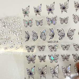 Nail Art Sticker Tomoni Aurora Diamond Butterfly Sticker Ultrathin Butterfly Pelekat kuku l2nail 蝴蝶美甲贴纸ins春夏5D立体晶钻贴纸