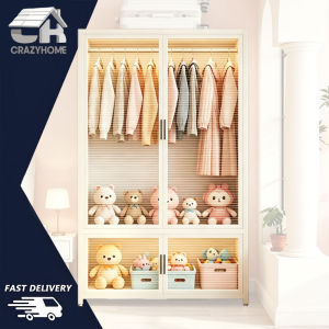Crazy HomeWardrobe Clothes Storage Cabinet for Clothes Anti -mildew and rust Iron Material Wardrobe 全鐵衣櫃