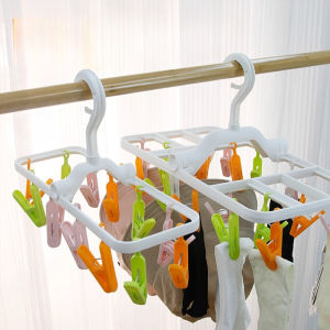 Multi Clip Sock Drying Clip No Punching Socks Underwear Drying Rack Foldable And Rotatable Home Balcony Drying Tool