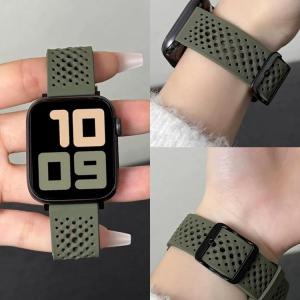 Strap for Apple iWatch S12/11/10/9/8/7/6/5/SE Silicone Bracelet waterproof Breathable Replacement Wristband Sport For Iwatch 49/46/45/44/41/40/38/42MM