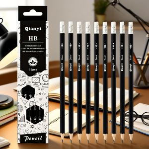 Others | 12Pcs/Set 3-Color Boxes Hexagon HB Pencils with Erasers Sketch Drawing Writing Pencils Office School Art Stationery Supplies