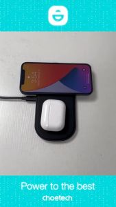 [HCM]Đế sạc nhanh không dây Qi sạc cùng lúc 2 thiết bị cho điện thoại và tai nghe Apple Airpods 2 hiệu CHOETECH HPK-T535-S (công suất 10W 5 cuộn cảm sạc thông minh) (Bảo hành 03 tháng 1 đổi 1) - Phân phối bởi Hotpukien