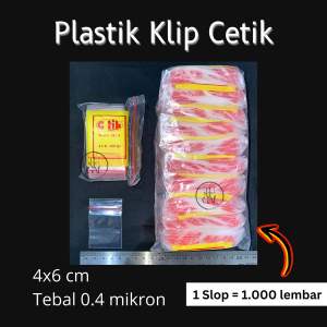 (GROSIR - 1000 lembar) Plastik Klip Cetik tebal 0.4 mikron. Plastik aksesoris kecil plastik bumbu plastik sos plastik kancing plastik manik plastik sim card plastik permen plastik snack kering plastik makroni plastik kacang. 4x6 5x8
