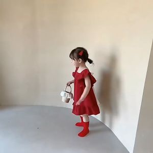 【READY STOCK】Summer Kids Girls Bowknot Design Flare Sleeve Dress Sweet Baby Girls Princess Dress (C235)