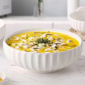 Ultra-large White Ceramic Soup Bowl 12 inches
